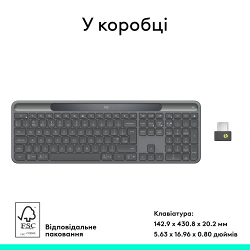 Клавіатура Logitech Slim Solar+ for Business Wireless/Bluetooth Graphite (920-013779)
