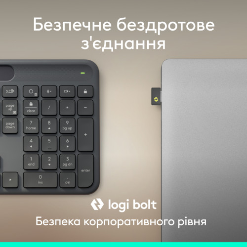 Клавіатура Logitech Slim Solar+ for Business Wireless/Bluetooth Graphite (920-013779)