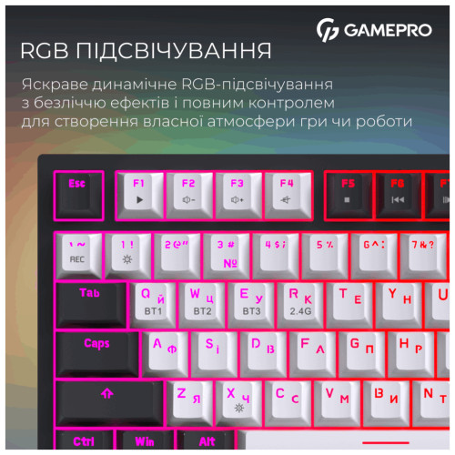 Клавіатура GamePro Asgard Valhalla Pro MK160B-D-Pro Rainy Switch Wireless/Bluetooth/USB UA Black (MK160B-D-Pro)