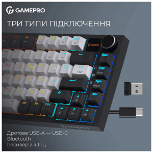 Клавіатура GamePro Asgard Valhalla Pro MK160B-D-Pro Rainy Switch Wireless/Bluetooth/USB UA Black (MK160B-D-Pro)