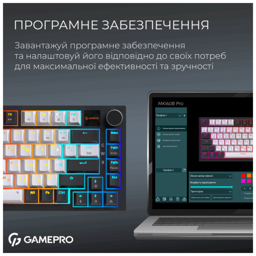 Клавіатура GamePro Asgard Valhalla Pro MK160B-D-Pro Rainy Switch Wireless/Bluetooth/USB UA Black (MK160B-D-Pro)