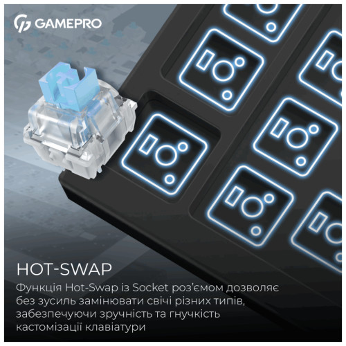 Клавіатура GamePro Asgard Valhalla Pro Rainy Switch Bluetooth/2.4G/USB USB White with display (MK160W-D-Pro)