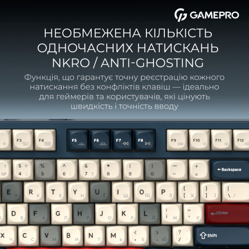 Клавіатура GamePro Asgard Ragnar Wireless/Bluetooth/USB UA Blue (MK285BL)