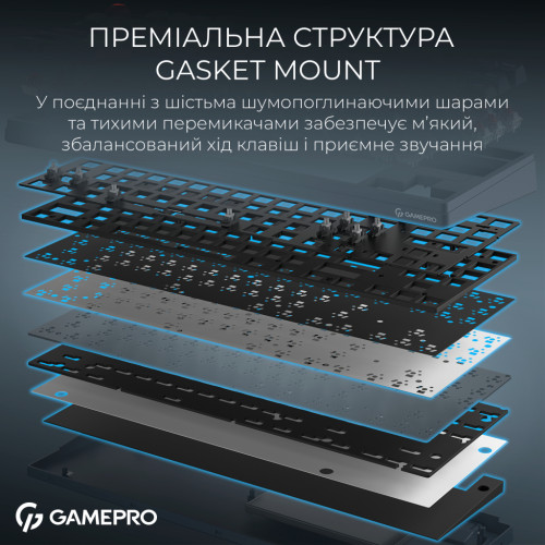 Клавіатура GamePro Asgard Ragnar Wireless/Bluetooth/USB UA Blue (MK285BL)