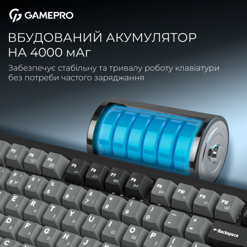 Клавіатура GamePro Asgard Yord Wireless/Bluetooth/USB UA Black (MK266BK)