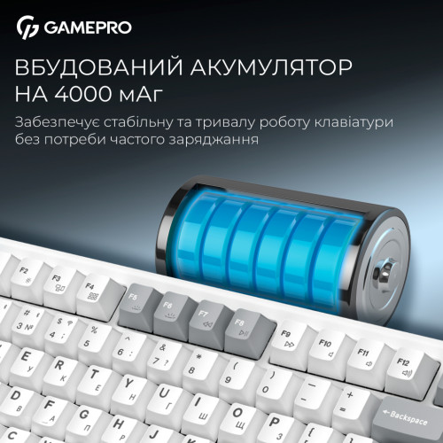 Клавіатура GamePro Asgard Yord Wireless/Bluetooth/USB UA White (MK266WH)