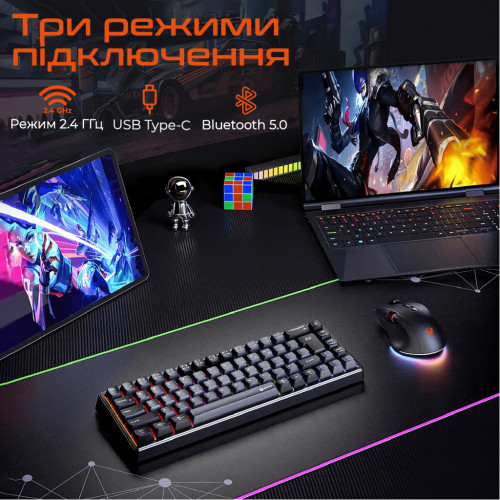 Клавіатура Meetion MK12 Bluetooth/USB Type-C Black (MT-MK12-A-RUA)