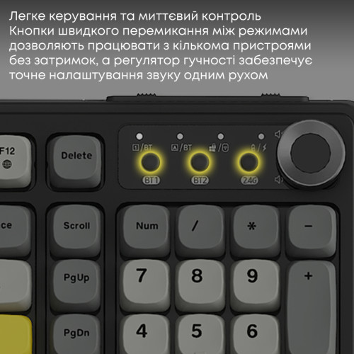 Клавіатура Ajazz AF98 Plus Wireless/Bluetooth/USB UA Black/Grey/Yellow (AF98-PLUS-BGY)