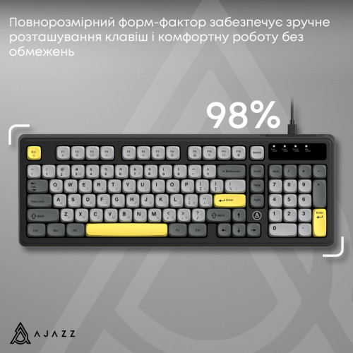 Клавіатура Ajazz AF98 USB UA Black/Grey/Yellow (AF98-BGY) Клавіатура Ajazz AF98 USB UA Black/Grey/Yellow (AF98-BGY)