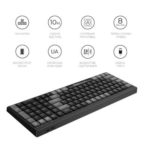 Клавіатура Ajazz SK985BO Bluetooth/Wireless UA Black/White (SK985BO)