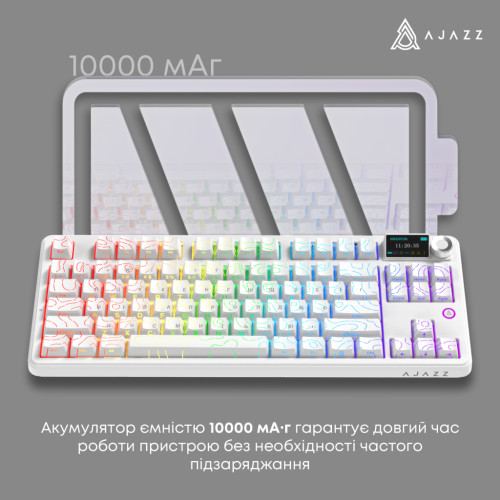 Клавіатура Ajazz AK870 V2 Maillard Switch Wireless/Bluetooth/USB UA White (AK870-V2-S-W)