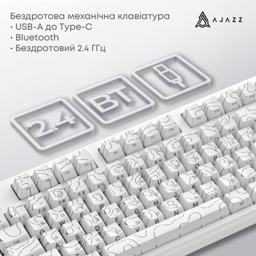 Клавіатура Ajazz AK870 V2 Maillard Switch Wireless/Bluetooth/USB UA White (AK870-V2-S-W)