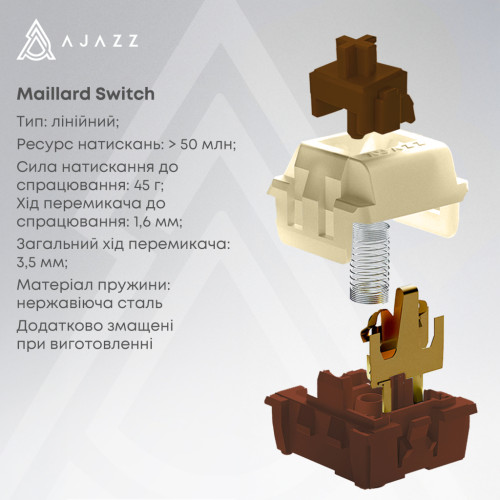Клавіатура Ajazz AK870 V2 Maillard Switch Wireless/Bluetooth/USB UA White (AK870-V2-S-W)