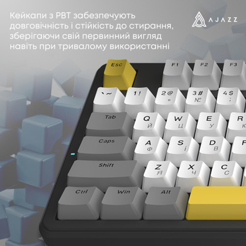 Клавіатура Ajazz AK870 V2 Flying Fish Switch USB UA Black/Grey/Yellow (AK870-V2-FF-BGY)