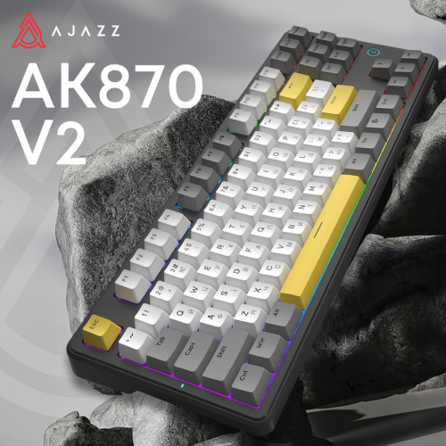 Клавіатура Ajazz AK870 V2 Flying Fish Switch USB UA Black/Grey/Yellow (AK870-V2-FF-BGY)