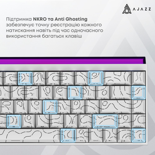 Клавіатура Ajazz NK68 Red Switch USB UA White (NK68-R-S-W)