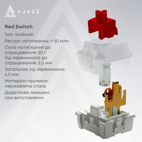 Клавіатура Ajazz NK68 Red Switch USB UA White (NK68-R-S-W)