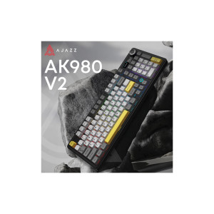 Клавіатура Ajazz AK980 V2 Maillard Switch Wireless/Bluetooth/USB UA Black/Grey/Yellow (AK980-V2-M-BGY)