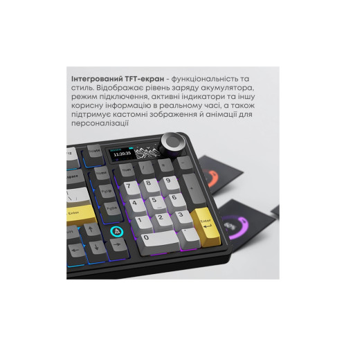 Клавіатура Ajazz AK980 V2 Maillard Switch Wireless/Bluetooth/USB UA Black/Grey/Yellow (AK980-V2-M-BGY)