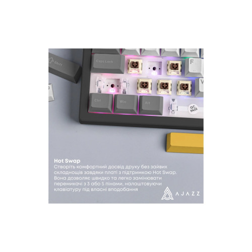 Клавіатура Ajazz AK980 V2 Maillard Switch Wireless/Bluetooth/USB UA Black/Grey/Yellow (AK980-V2-M-BGY)