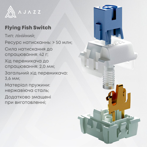 Клавіатура Ajazz AK870 V2 Flying Fish Switch USB UA White/Blue (AK870-V2-FF-BWB) Клавіатура Ajazz AK870 V2 Flying Fish Switch USB UA White/Blue (AK870-V2-FF-BWB)