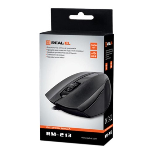Мишка REAL-EL RM-213, USB, black