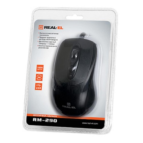 Мишка REAL-EL RM-290, USB, black