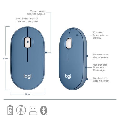 Мишка Logitech M350 Wireless Blueberry (910-006753)