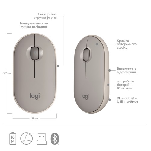 Мишка Logitech M350 Wireless Sand (910-006751)