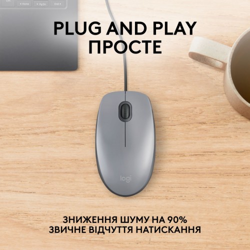 Мишка Logitech M110 Silent USB Mid Gray (910-006760)
