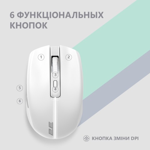 Мишка 2E MF270 Silent Rechargeable Wireless White (2E-MF270WWH)