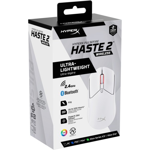 Мишка HyperX Pulsefire Haste 2 Wireless White (6N0A9AA)