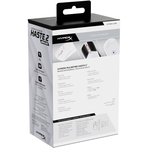 Мишка HyperX Pulsefire Haste 2 Wireless White (6N0A9AA)