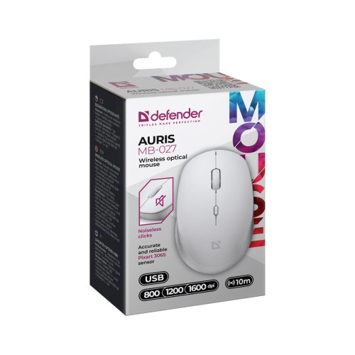 Мишка Defender Auris MB-027 Wireless White (52028)