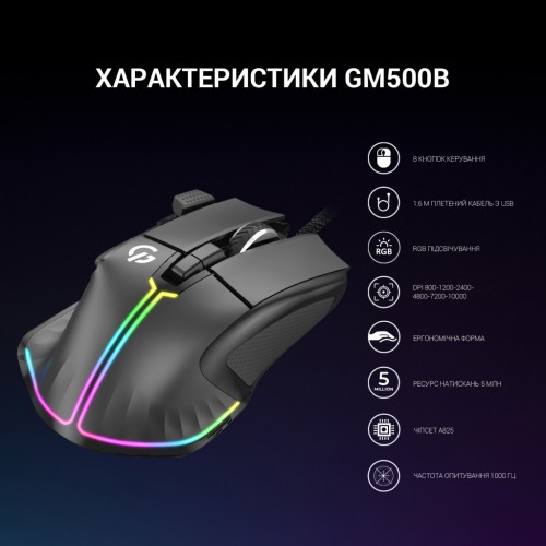 Мишка GamePro GM500B RGB USB Black (GM500B)