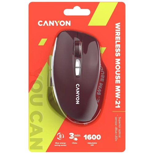 Мишка Canyon MW-21 Wireless Blue LED Burgundy (CNS-CMSW21BR)