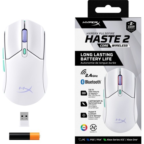 Мишка HyperX Pulsefire Haste 2 Core Wireless White (8R2E7AA)