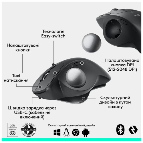 Мишка Logitech MX Ergo S Bluetooth Graphite (910-007260)