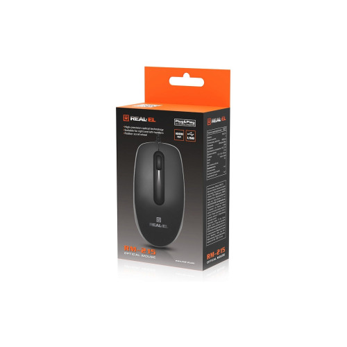 Мишка REAL-EL RM-215 USB Black/Gray (EL123200037)