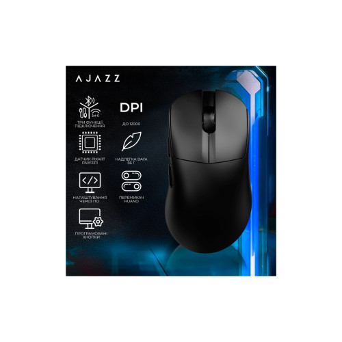 Мишка Ajazz AJ179 V2 MAX Wireless/Bluetooth/USB Black (AJ179-V2-MAX-B)