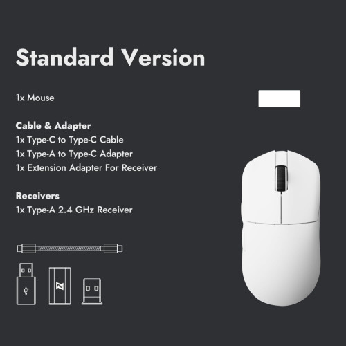 Мишка Lemokey G1 USB-A/USB-C/Wireless 8K White (G1-A2)