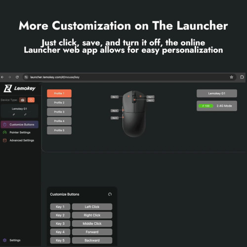 Мишка Lemokey G1 USB-A/USB-C/Wireless 8K Black (G1-A1)