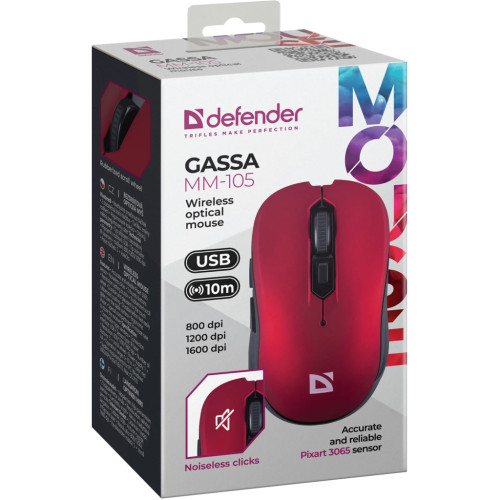 Мишка Defender Gassa MM-105 Wireless Red (52103) Мишка Defender Gassa MM-105 Wireless Red (52103)