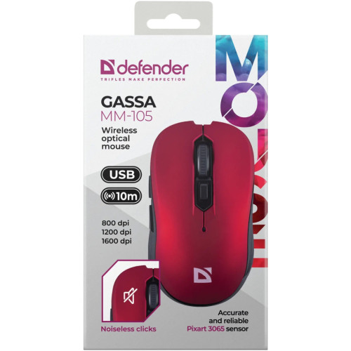 Мишка Defender Gassa MM-105 Wireless Red (52103) Мишка Defender Gassa MM-105 Wireless Red (52103)