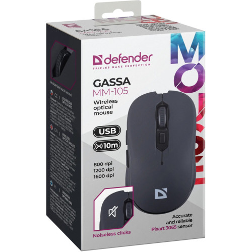 Мишка Defender Gassa MM-105 Wireless Black (52105) Мишка Defender Gassa MM-105 Wireless Black (52105)