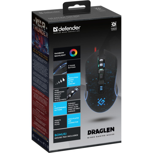 Мишка Defender Draglen GM-907 RGB USB Black (52907) Мишка Defender Draglen GM-907 RGB USB Black (52907)