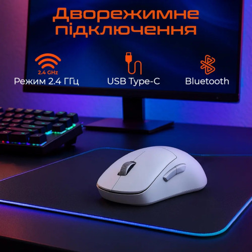 Мишка Meetion GW40 Bluetooth/Wireless/USB White (MT-GW40-B)