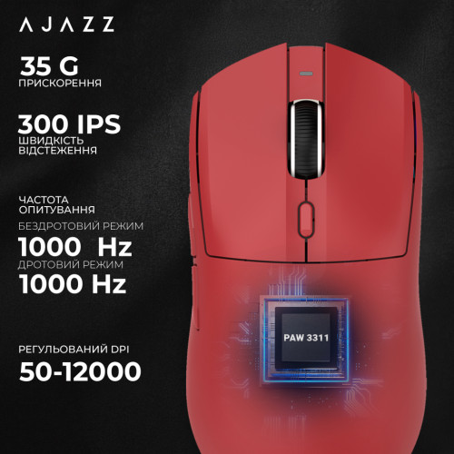 Мишка Ajazz AJ139 V2 MC Wireless/Bluetooth/USB Red (AJ139-V2-MC-R) Мишка Ajazz AJ139 V2 MC Wireless/Bluetooth/USB Red (AJ139-V2-MC-R)