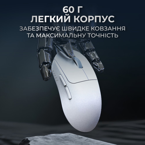 Мишка Ajazz AJ199 Carbon fiber Wireless/Bluetooth/USB White (AJ199-W)