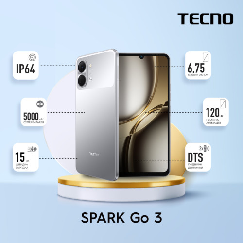 Мобільний телефон Tecno Spark Go 3 4/64Gb Titanium Grey (4894947105289)